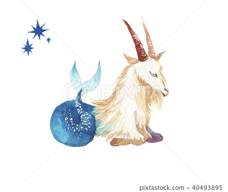 Zodiac sign Capricorn watercolor illustration 40493895