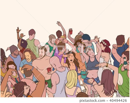 Line art illustration of summer party people 40494426