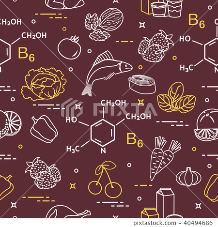 Seamless pattern with foods rich in vitamin B6 Seamless pattern with foods rich in vitamin B6 40494686