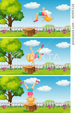 A Girl Playing in Garden A Girl Playing in Garden 40495326