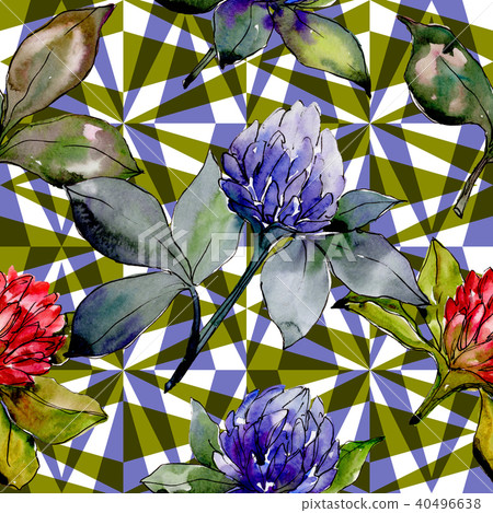 Wildflower clover flower in a watercolor style pattern. Wildflower clover flower in a watercolor style pattern. 40496638