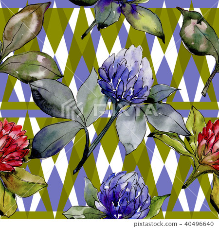 Wildflower clover flower in a watercolor style pattern. Wildflower clover flower in a watercolor style pattern. 40496640