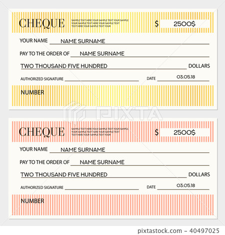 Check (cheque), Chequebook template. Lines pattern 40497025