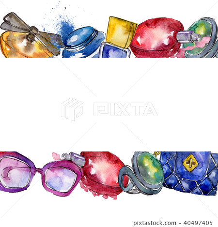 Fashionable accessories sketch fashion glamour illustration in a watercolor style frame. Fashionable accessories sketch fashion glamour illustration in a watercolor style frame. 40497405