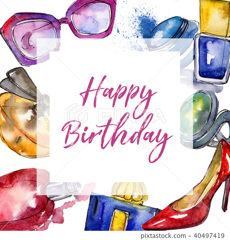 Fashionable accessories sketch fashion glamour illustration in a watercolor style frame. 40497419