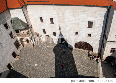 Courtyard of Ledec Caste, Ledec nad Sazavou, Czech Republic. View from castle tower Courtyard of Ledec Caste, Ledec nad Sazavou, Czech Republic. View from castle tower 40497580