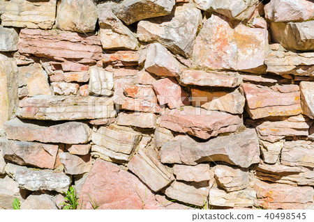 Stone texture of limestone wall. Light stones 40498545