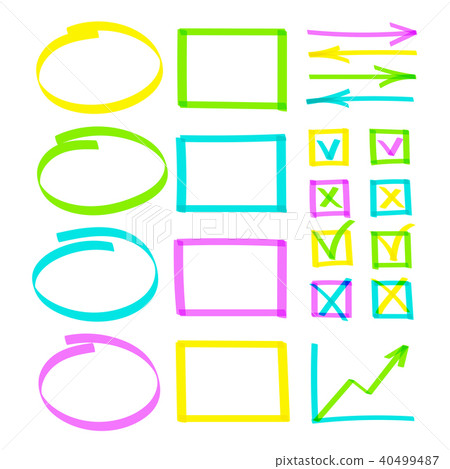 Set of hand drawn highlight lines note objects 40499487