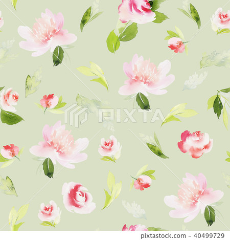 Seamless summer pattern with watercolor flowers 40499729