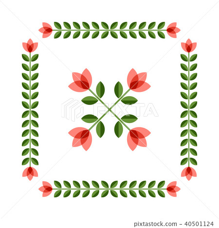 Scandi Design elements -  floral frame and flower 40501124