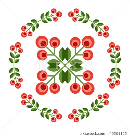 Design elements - round floral frame and flower Design elements - round floral frame and flower 40501125