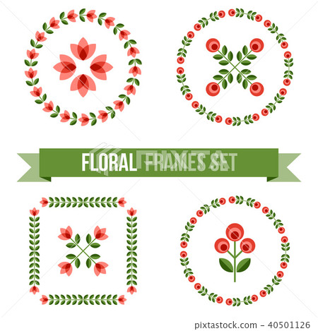 Scandinavian design elements - round floral frames Scandinavian design elements - round floral frames 40501126