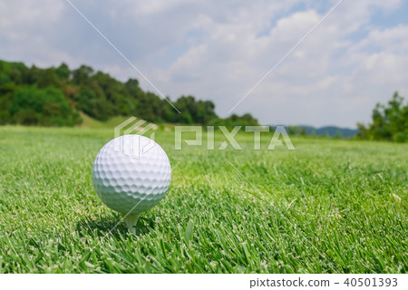 Golf course tee boxes and copy space under the blue sky Golf course tee boxes and copy space under the blue sky 40501393