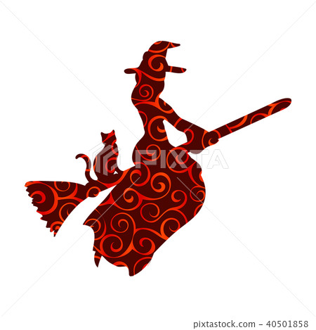 Witch magical pattern silhouette fantasy broom. 40501858