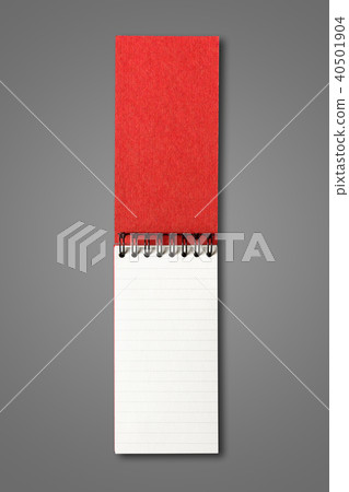 Blank open spiral notebook isolated on dark grey 40501904