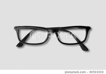Black glasses isolated on grey Black glasses isolated on grey 40501910