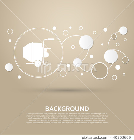 Concrete mixer icon on a brown background with ele 40503609