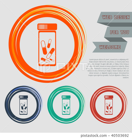 Pills, medication icon on the red, blue, green, or - Stock Illustration ...