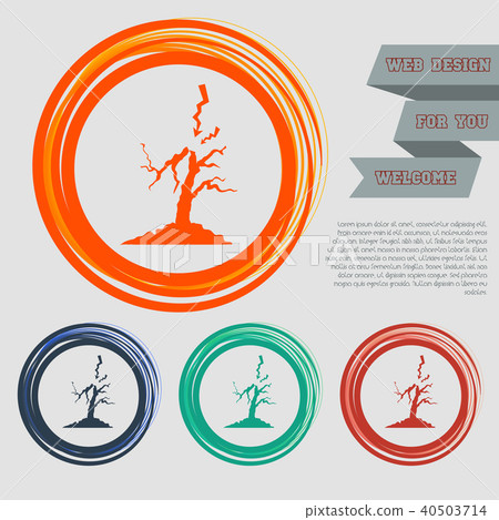 lightning and tree icon on the red, blue, green, o 40503714