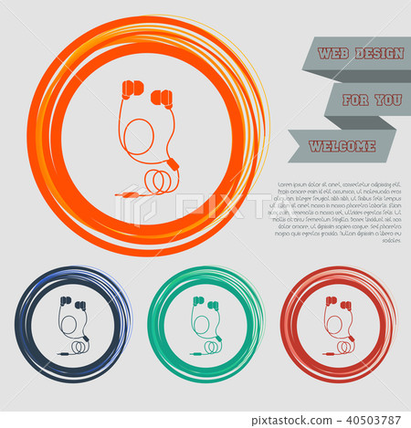 Headphones icons on the red, blue, green, orange b Headphones icons on the red, blue, green, orange b 40503787