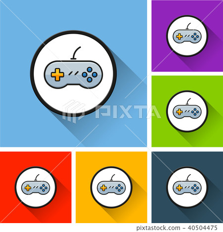 video game icons with long shadow - Stock Illustration [40504475] - PIXTA
