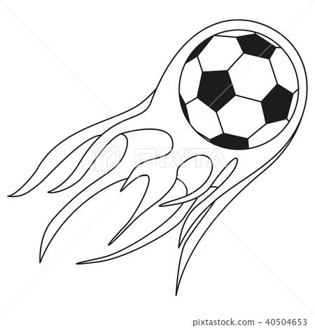Flat black and white soccer fast ball flame. Flat black and white soccer fast ball flame. 40504653