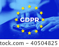 GDPR - General Data Protection Regulation. EU flag with blue photo 40504825