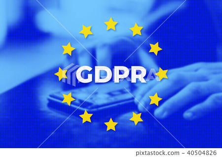 GDPR - General Data Protection Regulation. EU flag with blue photo 40504826