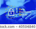 DPO - Data Protection Officer. EU flag with blue photo background 40504840