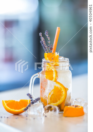Orange non alcoholic lemonade with levander. Orange non alcoholic lemonade with levander. 40504961