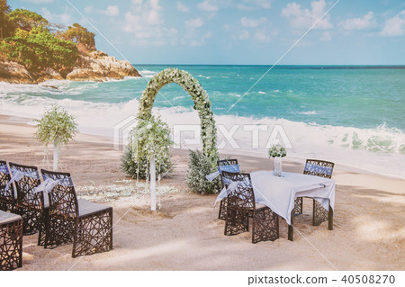 Beautiful beach wedding venue setting ocean view 40508270