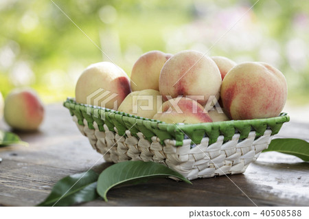 ripe peaches in a fruit basket 40508588
