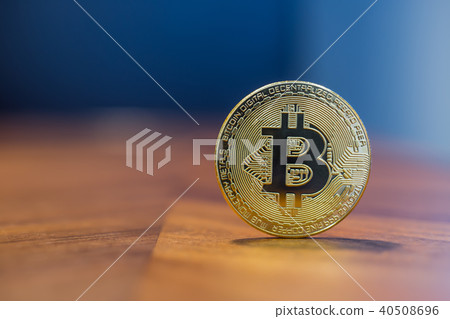 Cryptocurrency electronic Bitcoin with copy space. 40508696
