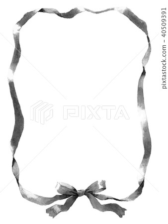 Monotone ribbon frame drawn by watercolor Monotone ribbon frame drawn by watercolor 40509391