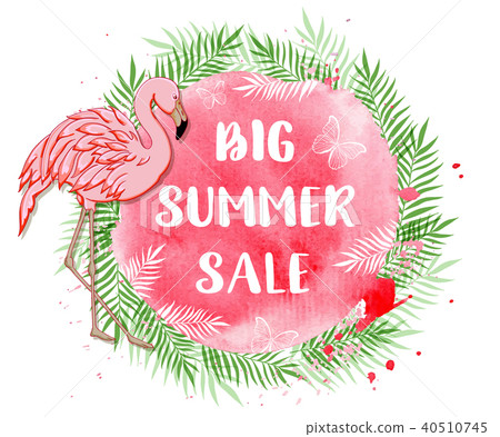 Tropical background for summer sale with flamingo Tropical background for summer sale with flamingo 40510745