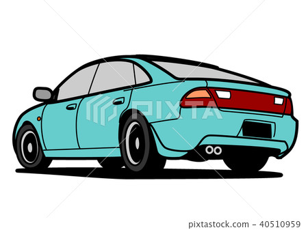 Coupe-like sedan light green rear view 40510959