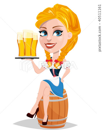 Oktoberfest vector illustration with redhead girl 40511161