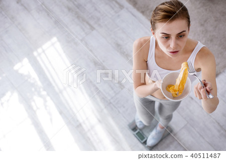 Top view of a sad unhappy woman Top view of a sad unhappy woman 40511487
