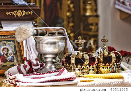 wedding, church, religious, bride, ceremony, priest, icon, love, crown, culture, decoration, elegant 40511925