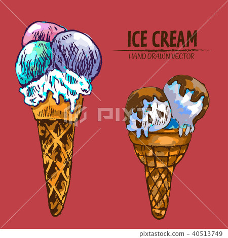 Digital vector detailed line art ice cream Digital vector detailed line art ice cream 40513749