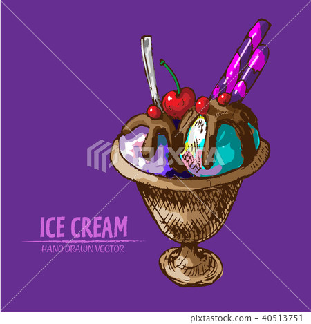 Digital vector detailed line art ice cream Digital vector detailed line art ice cream 40513751