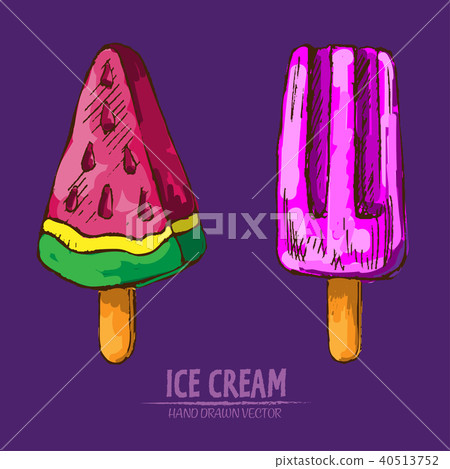 Digital vector detailed line art juicy ice cream Digital vector detailed line art juicy ice cream 40513752