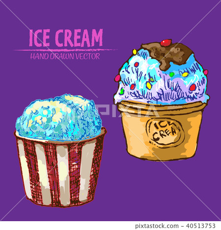 Digital vector detailed line art ice cream Digital vector detailed line art ice cream 40513753