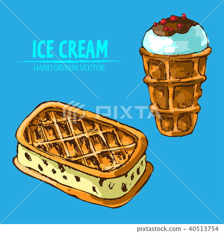 Digital vector detailed line art ice cream balls Digital vector detailed line art ice cream balls 40513754