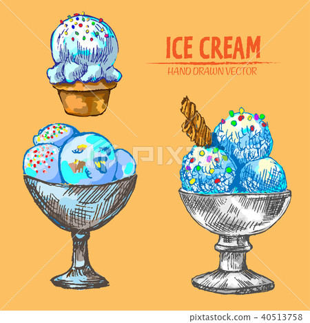 Digital vector detailed line art ice cream 40513758