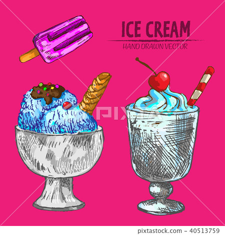 Digital vector detailed line art ice cream Digital vector detailed line art ice cream 40513759