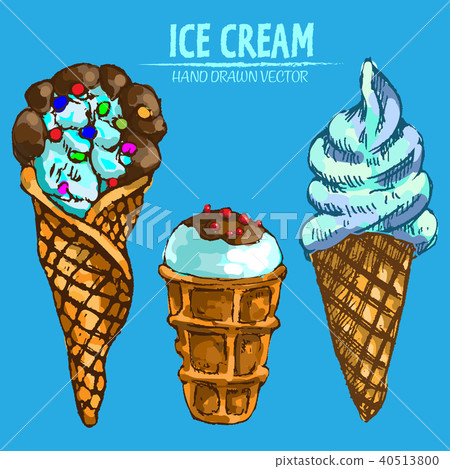 Digital vector detailed line art ice cream Digital vector detailed line art ice cream 40513800
