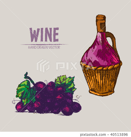 Digital vector detailed line art wine pitcher Digital vector detailed line art wine pitcher 40513896