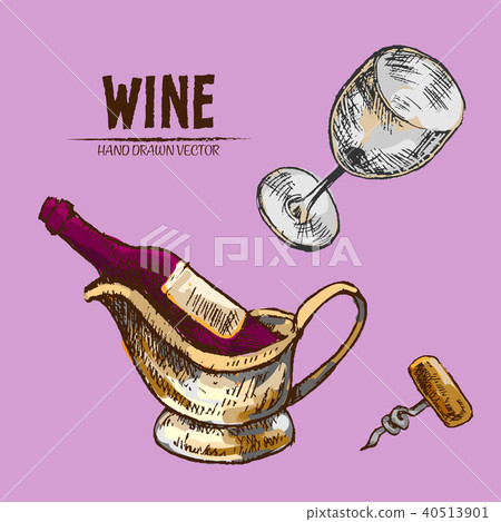 Digital vector detailed line art wine 40513901