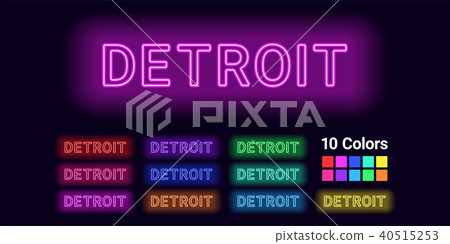 Neon name of Detroit city 40515253